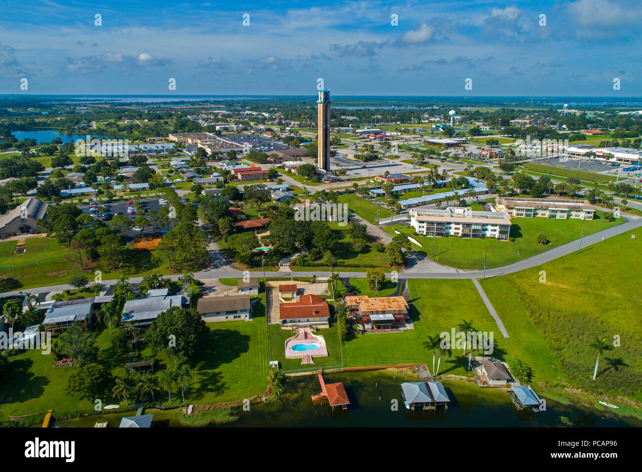 Luftaufnahme von Lake Placid Florida eine Stadt Wissen für die caladium Blume und Festival und Stadt von Wandmalereien Stockfoto
