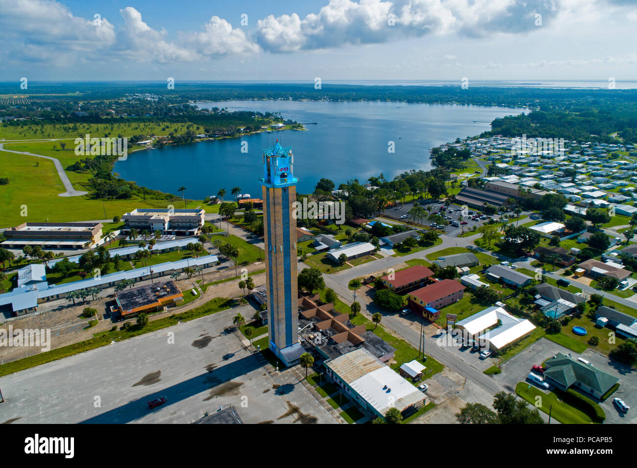 Luftaufnahme von Lake Placid Florida eine Stadt Wissen für die caladium Blume und Festival und Stadt von Wandmalereien Stockfoto