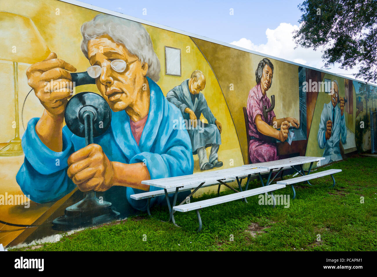 Wandmalerei Wandbild in Lake Placid Florida eine Stadt für über 50 äußeren Wandmalereien festgestellt Stockfoto