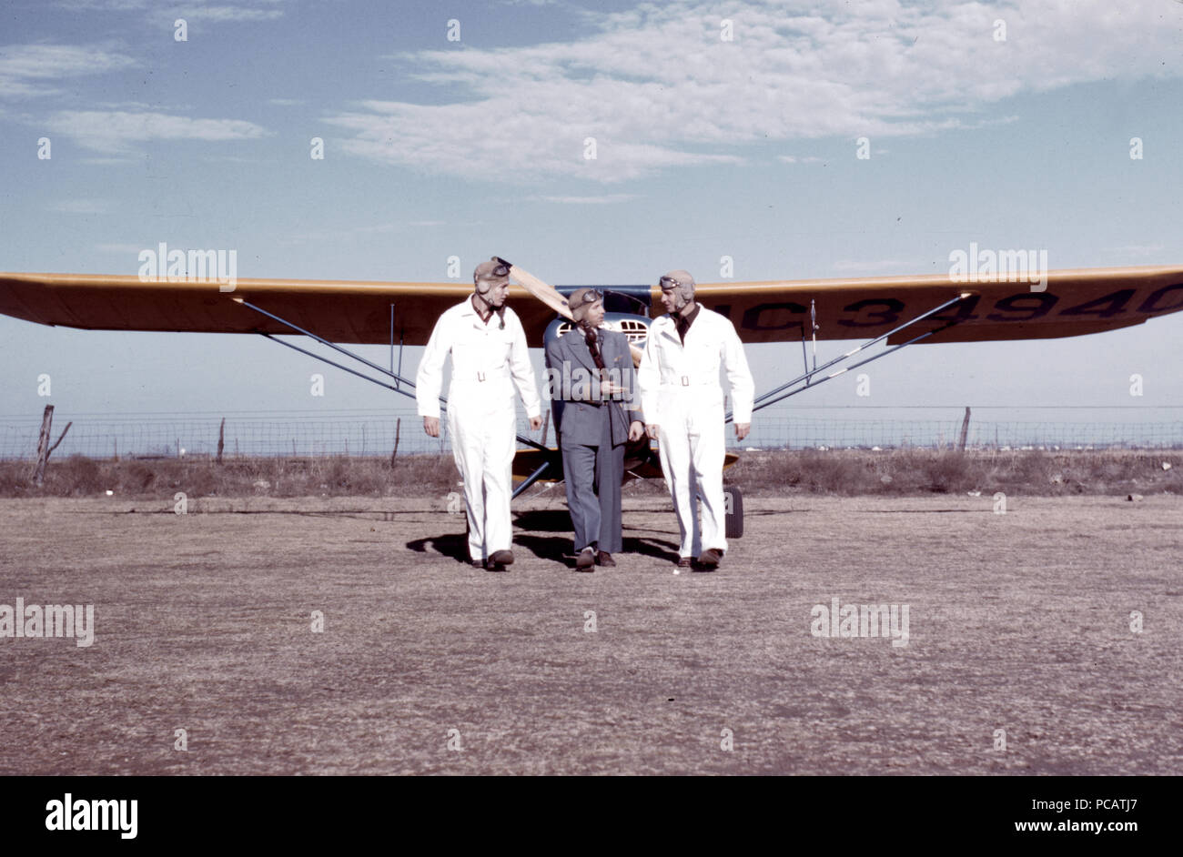 Die zivile Pilotenausbildung Schule, Rückkehr aus der Praxis Flug, Meacham Feld, Fort Worth, Texas Januar 1942 Stockfoto