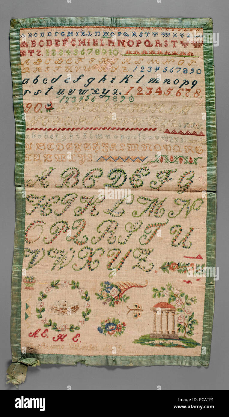 41 Nieznany - Próbnik wzorów krzyżykowego haftu Stockfoto