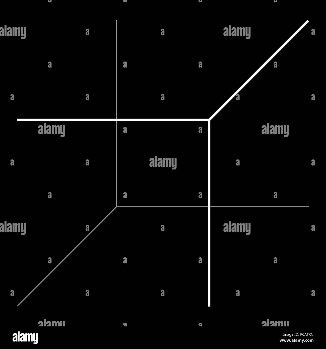 Abstraktion von Linien in Form eines Würfels, Technologie minimalistischen Logo Stock Vektor