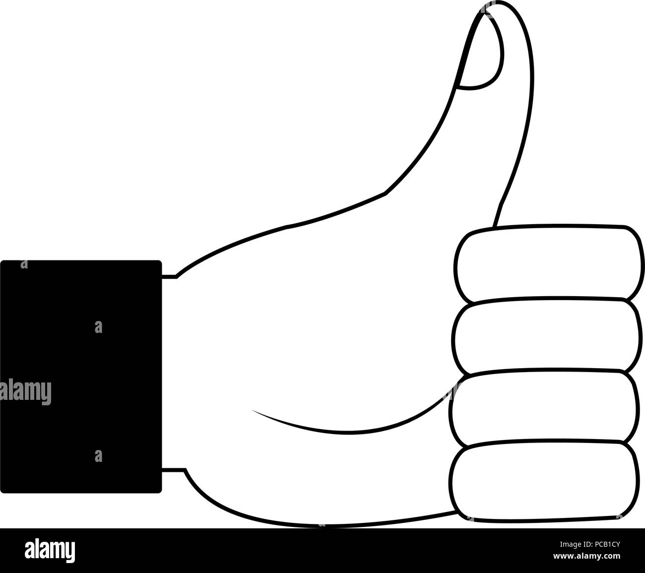 Daumen hoch, Handzeichen in Schwarz und Weiß Stock-Vektorgrafik - Alamy