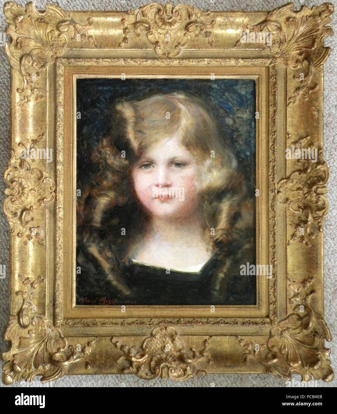 Aimé Nicolas Morot. Portrait eines Mädchens, 1909. Öl auf Leinwand 32 x 40 cm. Stockfoto