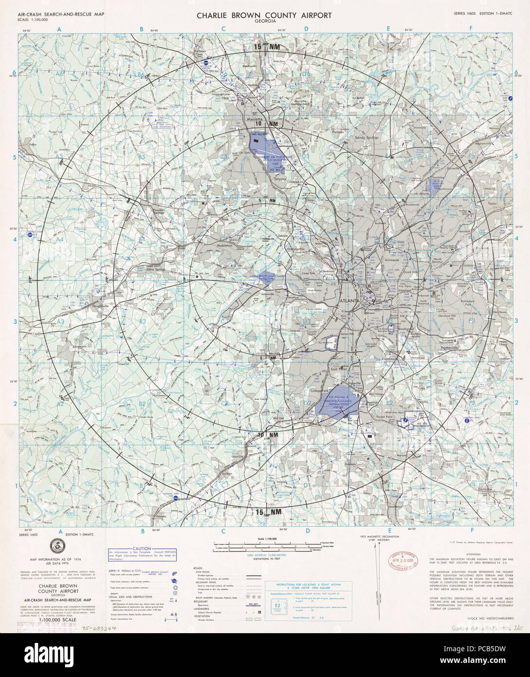 Bergung der Search-and-Rescue-Karte. Charlie Brown County Airport