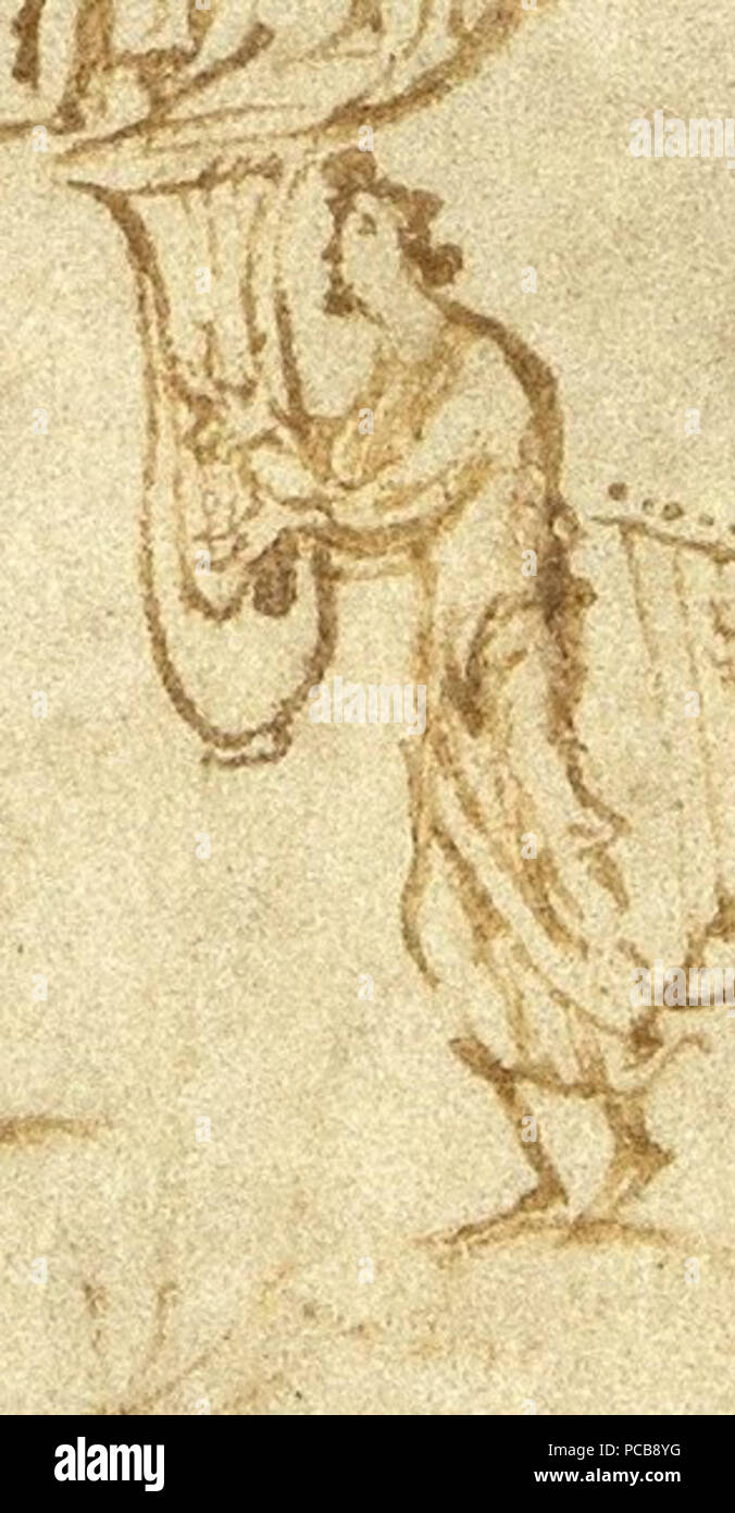 624 Utrechts-Psalter Psalm-67 Instrumente Kithara Stockfoto