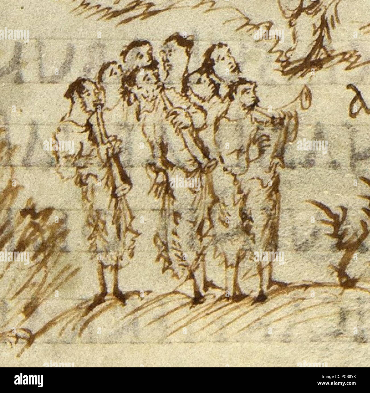 624 Utrechts-Psalter Psalm-96 - Psalm-97 Trompeten und Posaunen Stockfoto