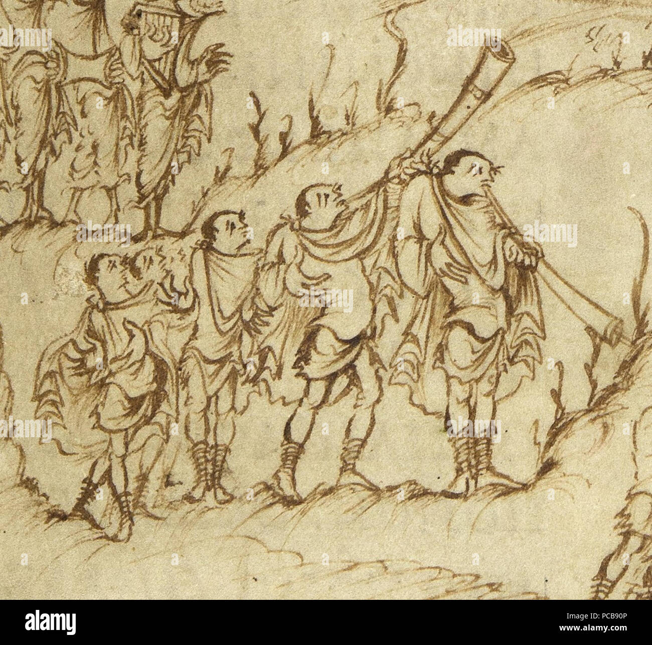 624 Utrechts-Psalter Psalm-149-PS-150 Trompete Stockfoto