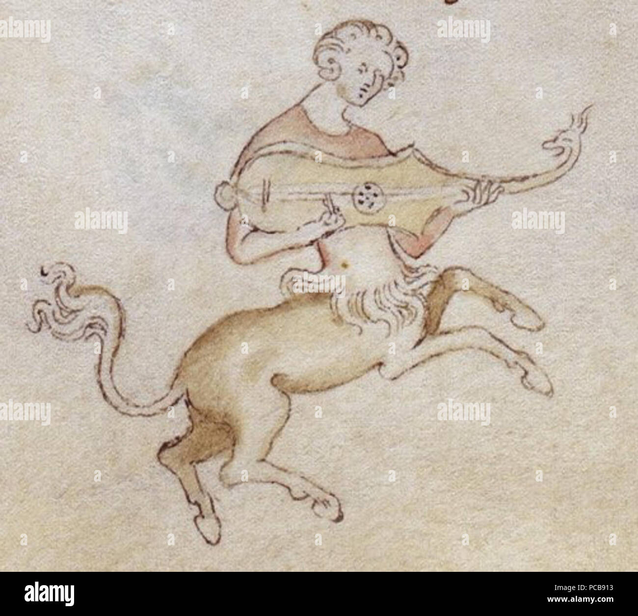 508 Queen Mary Psalter centaur Spielen citole Stockfoto