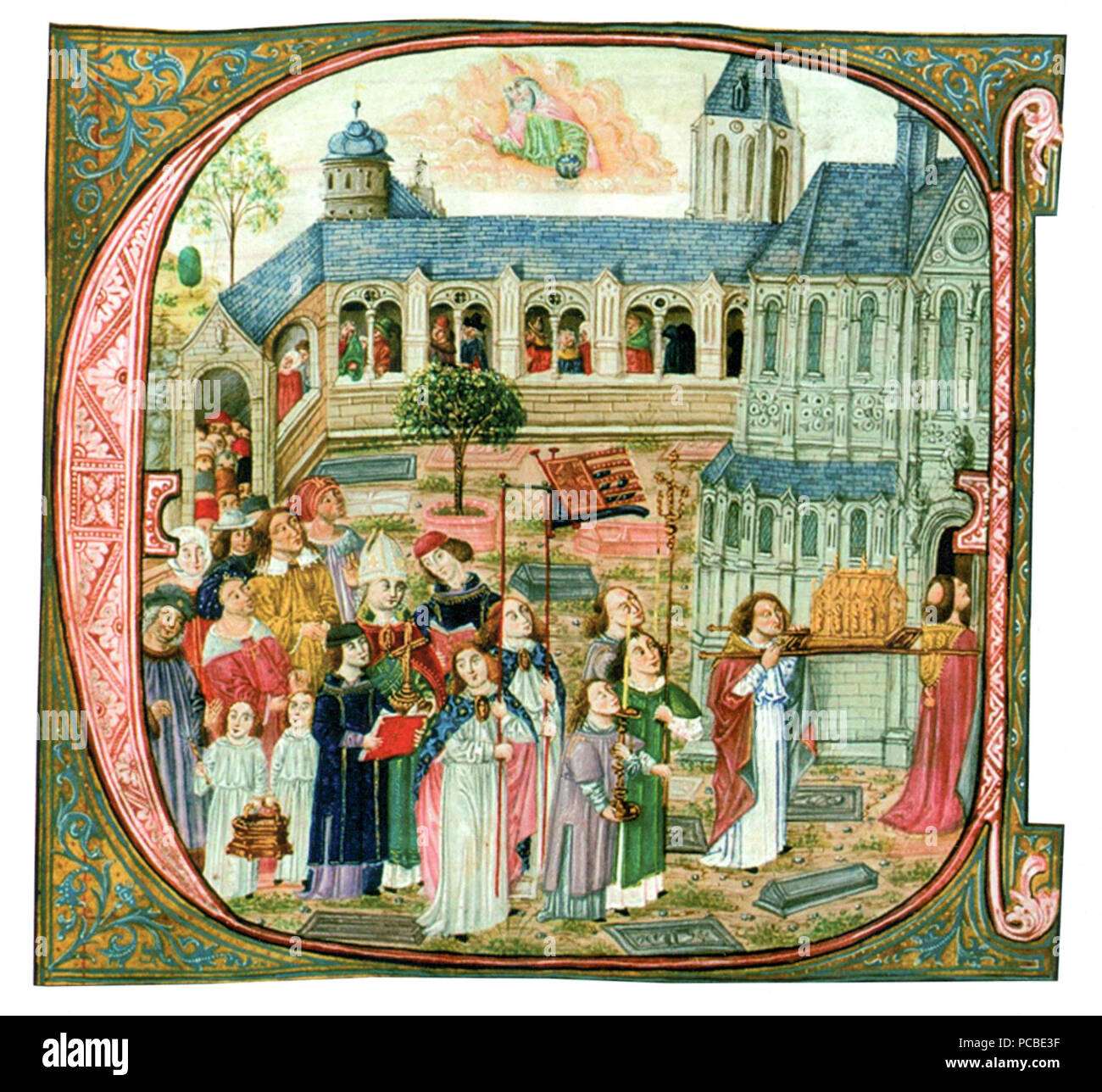 503 Prozession, erste E, aus dem Codex Mátyás-Graduale Stockfoto