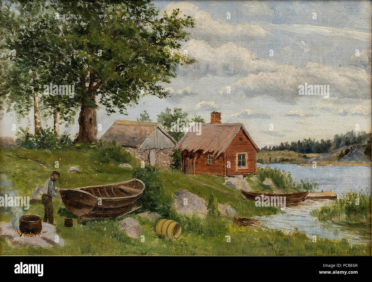 477 Persson Ekan målas Stockfoto