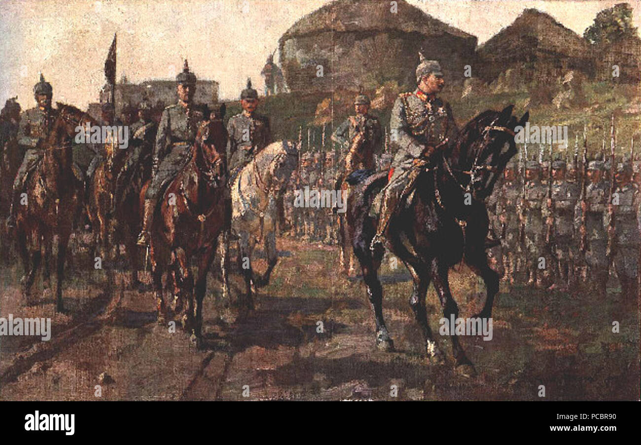 28 Kaiser Wilhelm mit Ludendorff Überprüfung Truppen an der Ostfront Stockfoto
