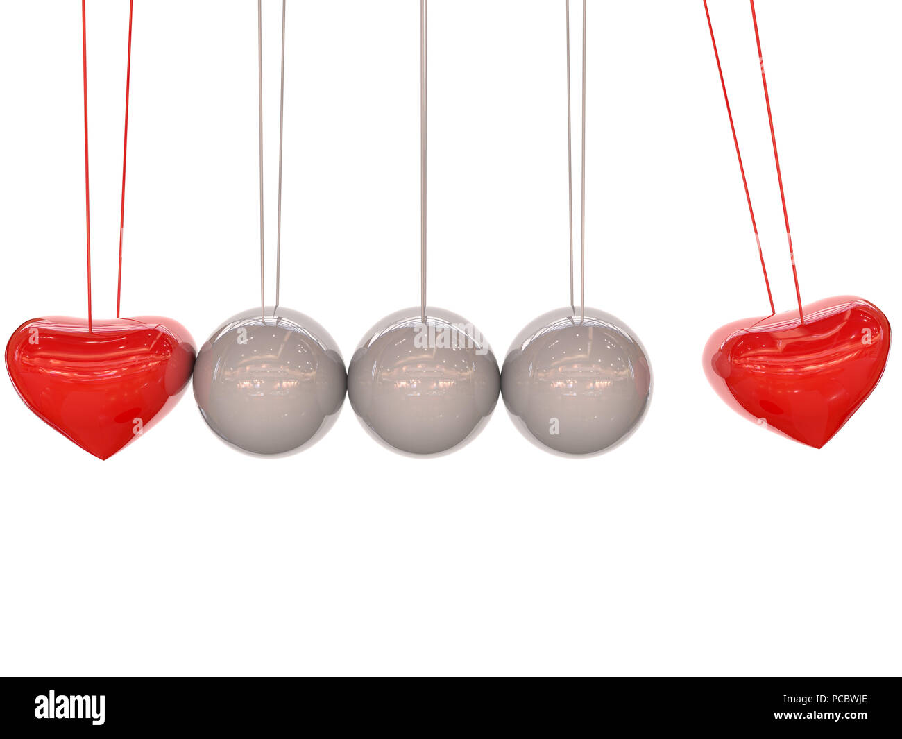 Newton's Liebe Wiege, 3D-Rendering Stockfoto