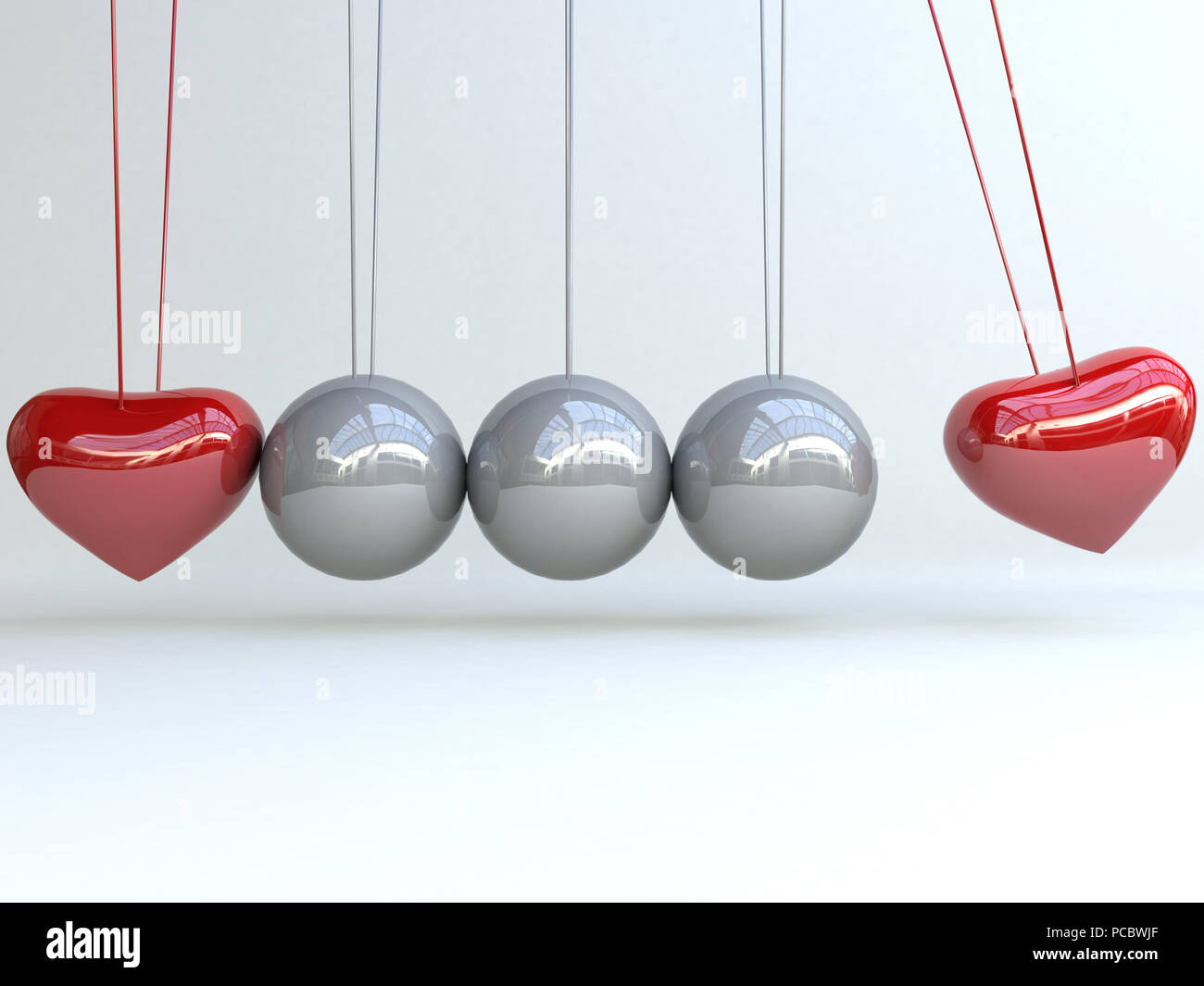 Newton's Liebe Wiege, 3D-Rendering Stockfoto