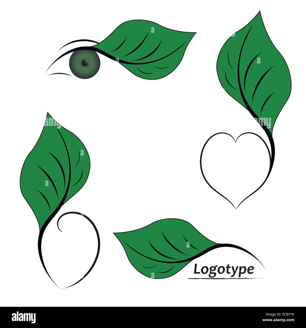 Logo. Blattgrün . Natürliches Emblem .das Konzept der grünen Ökologie .Naturkosmetik. Natur für Vision. "Vektor Stock Vektor