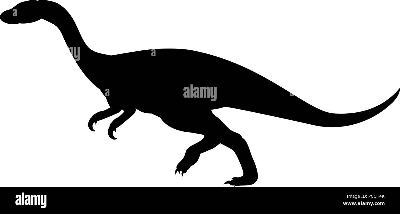 Hypsilophodon silhouette Dinosaurier jurassic prähistorische Tier Stock Vektor