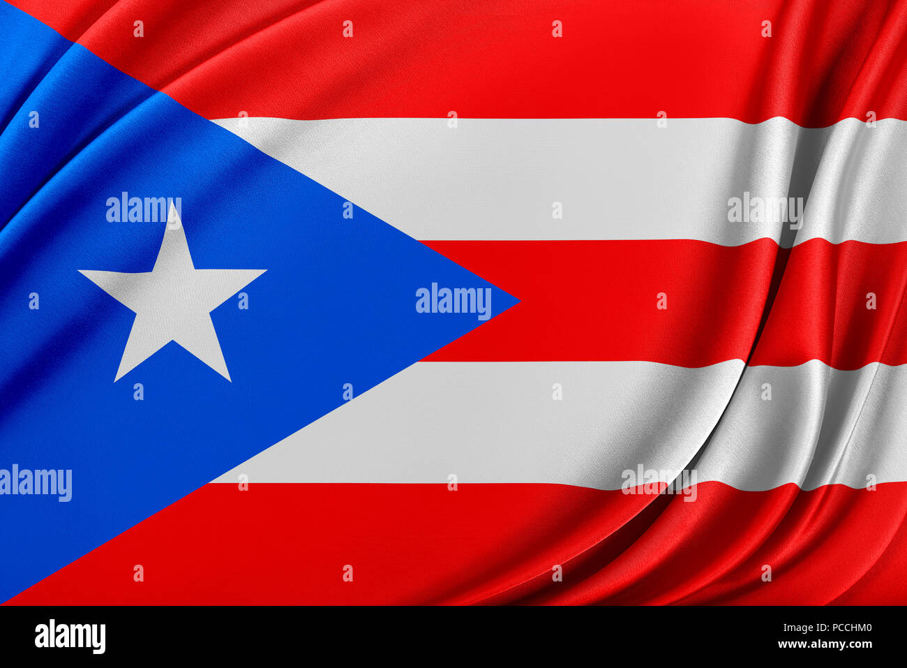 Puerto Rico Flagge mit einem glänzende Seide Textur. Stockfoto