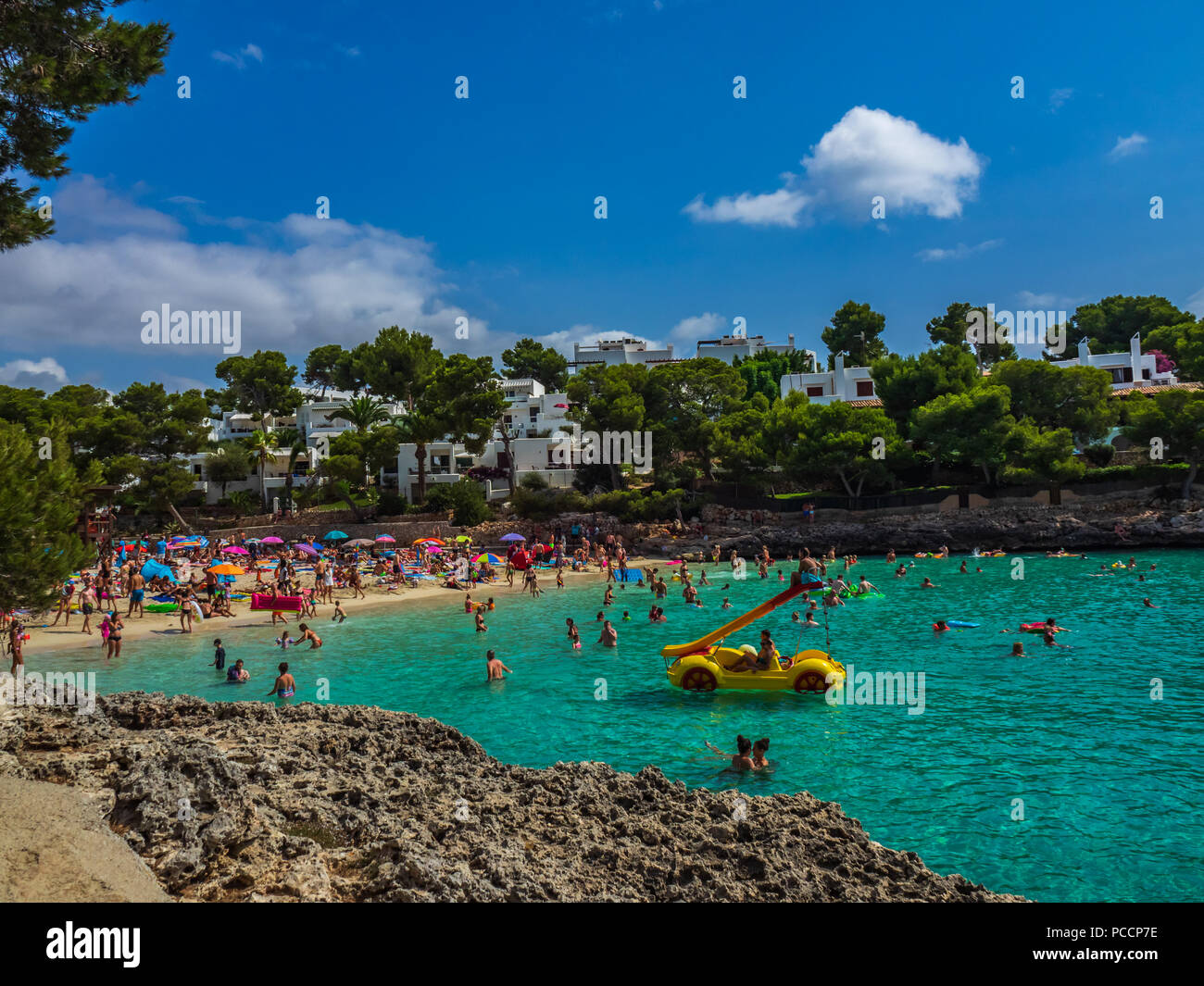 Strand von Cala d'Or, Cala d'Or, Mallorca, Spanien Stockfoto