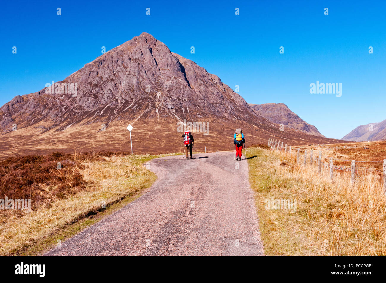 Wanderer am West Highland Way in der Nähe von Glencoe, Schottland Stockfoto