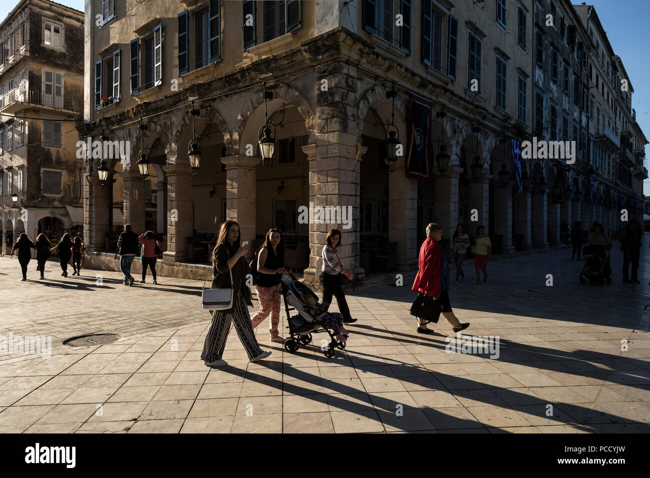 Liston Platz auf der Insel Korfu, Griechenland. Stockfoto