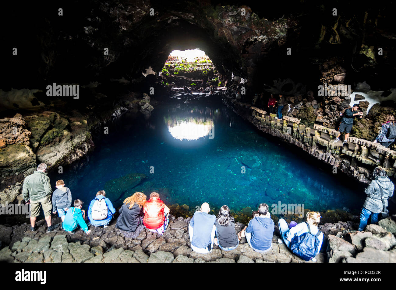 Jameos del Agua Lava Tunnel in einem Museum von Cesar Manrique, Lanzarote, Kanarische Inseln, Spanien, Atlantik, Europa Stockfoto