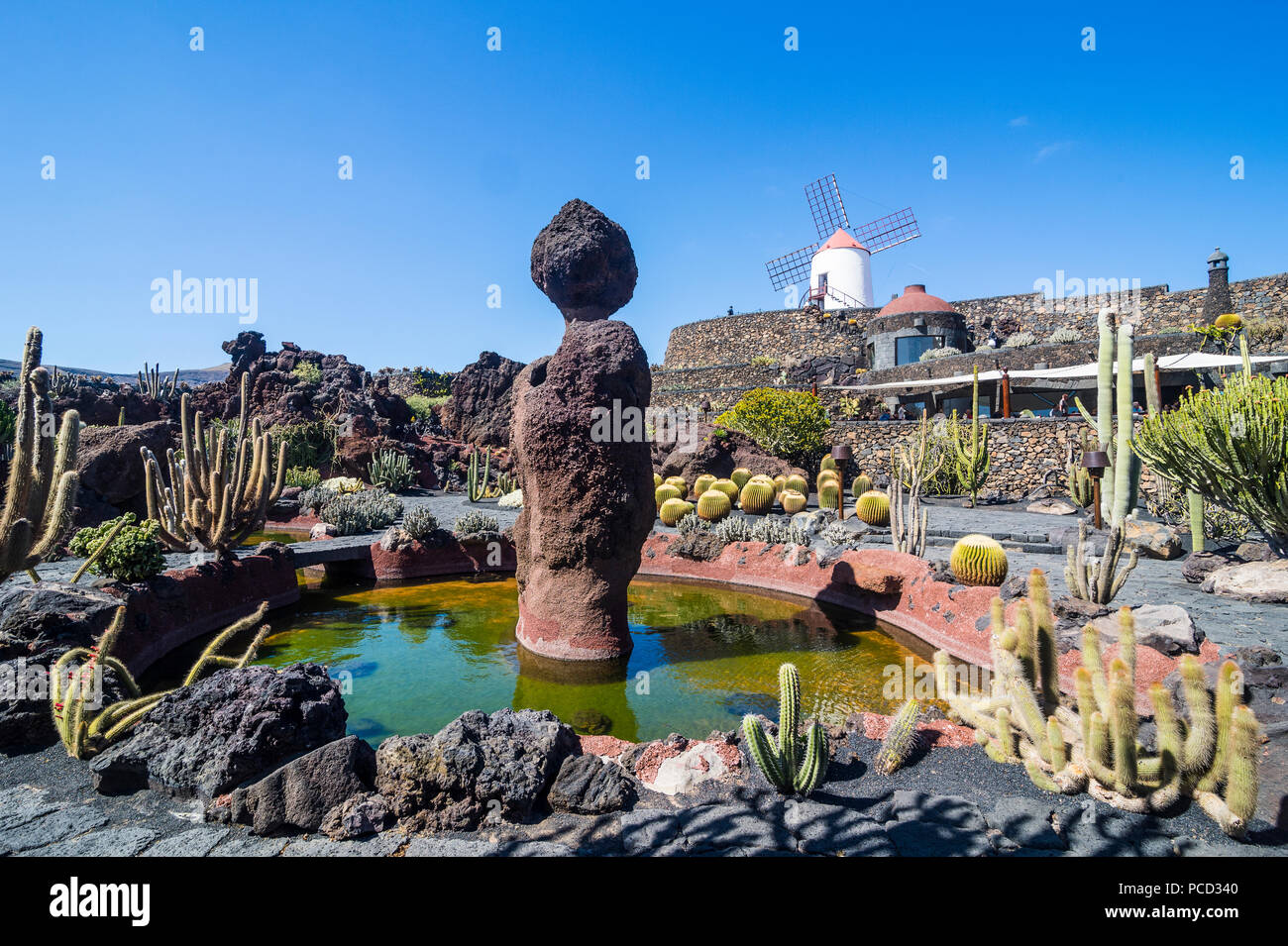Jardin de Cactus (Kakteen Garten) Cesar Manrique, Lanzarote, Kanarische Inseln, Spanien, Atlantik, Europa Stockfoto