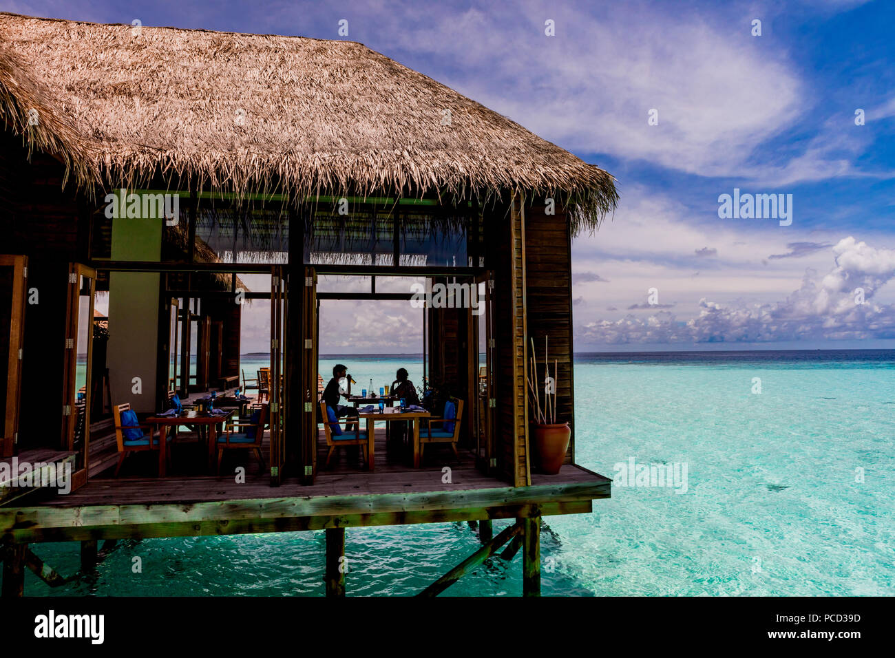Die schöne Landschaft bei Conrad Maldives Rangali Island, Malediven, Indischer Ozean, Asien Stockfoto