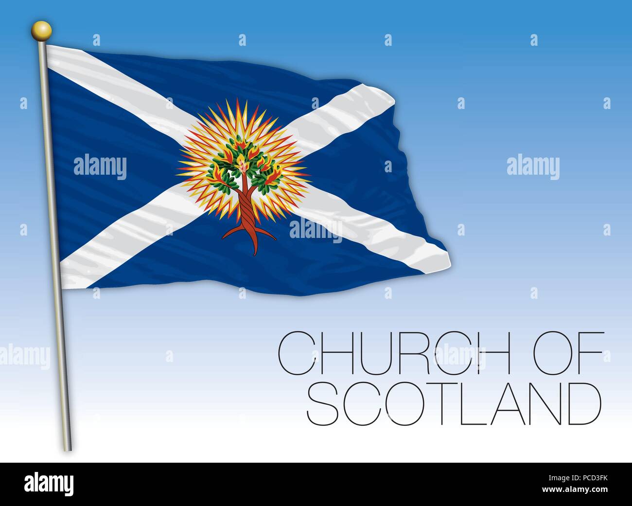 Schottische Kirche Flagge und Symbol, Schottland, Vereinigtes Königreich Stock Vektor