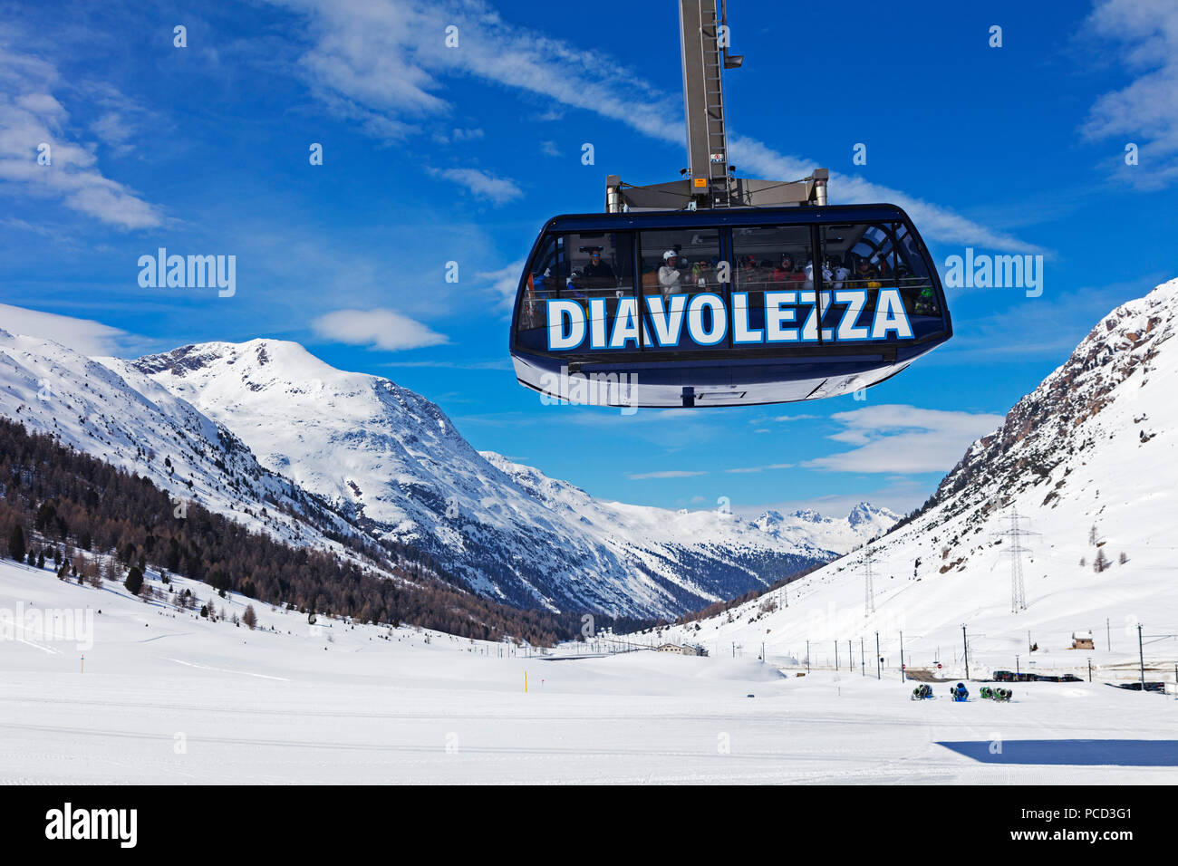 Skigebiet Diavolezza, Engadin, Schweiz, Europa Stockfoto