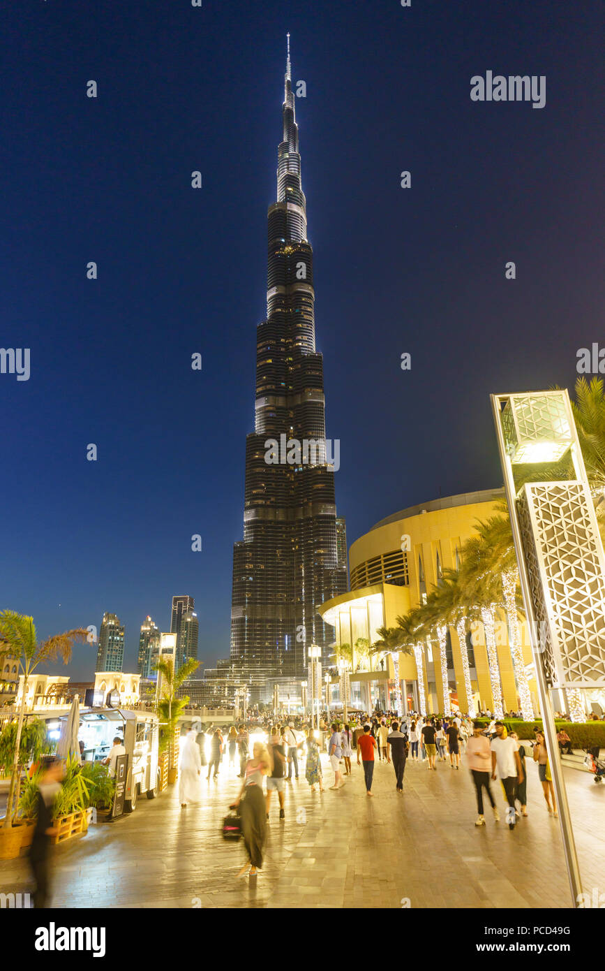 Burj Dubai und dem Einkaufszentrum Dubai Mall, Dubai, Vereinigte Arabische Emirate, Naher Osten Stockfoto