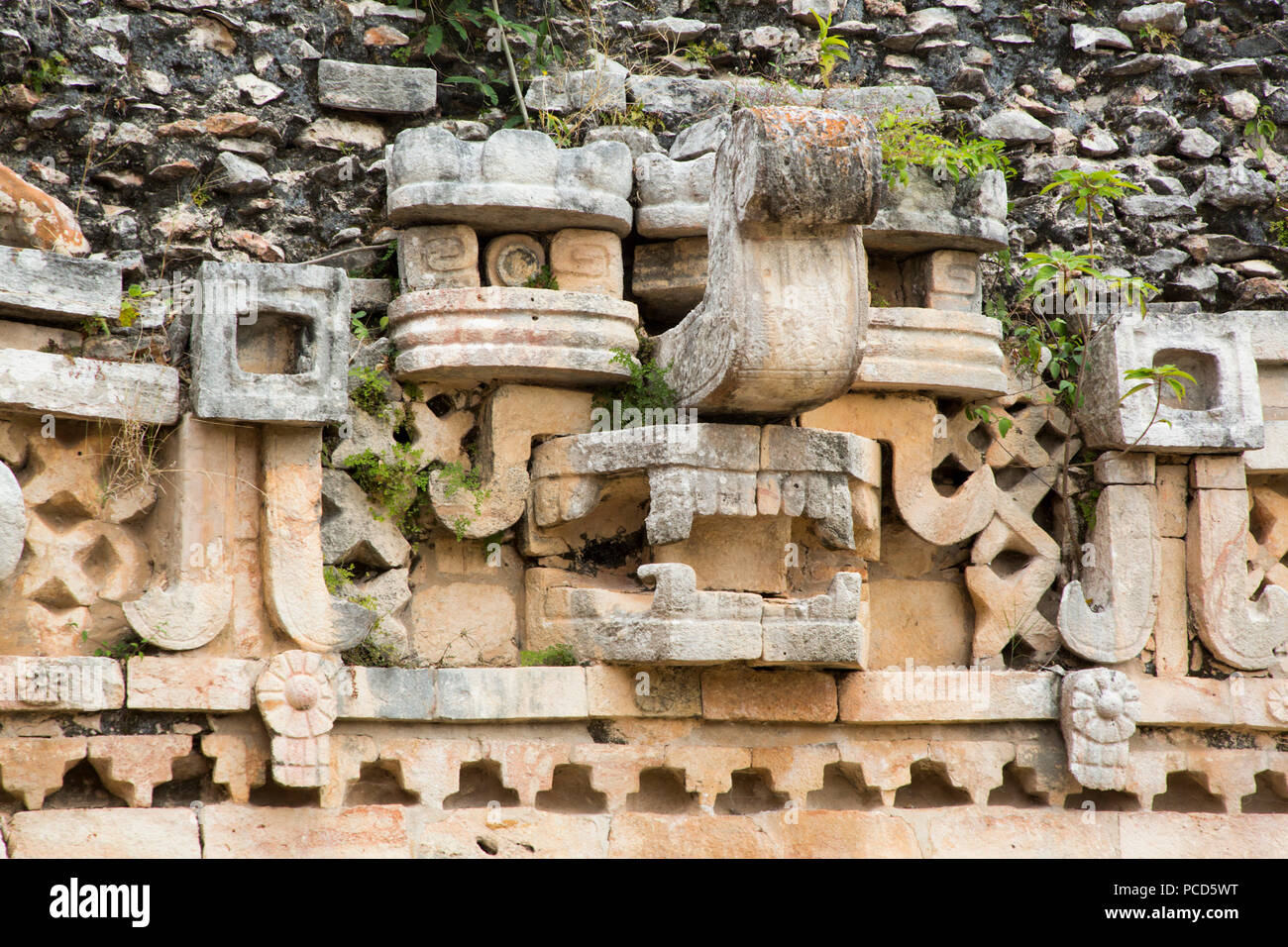 Chac Regen Gott Maske, Palast, Labna Archäologische Stätte, Maya Ruinen, Puuc Stil, Yucatan, Mexiko, Nordamerika Stockfoto