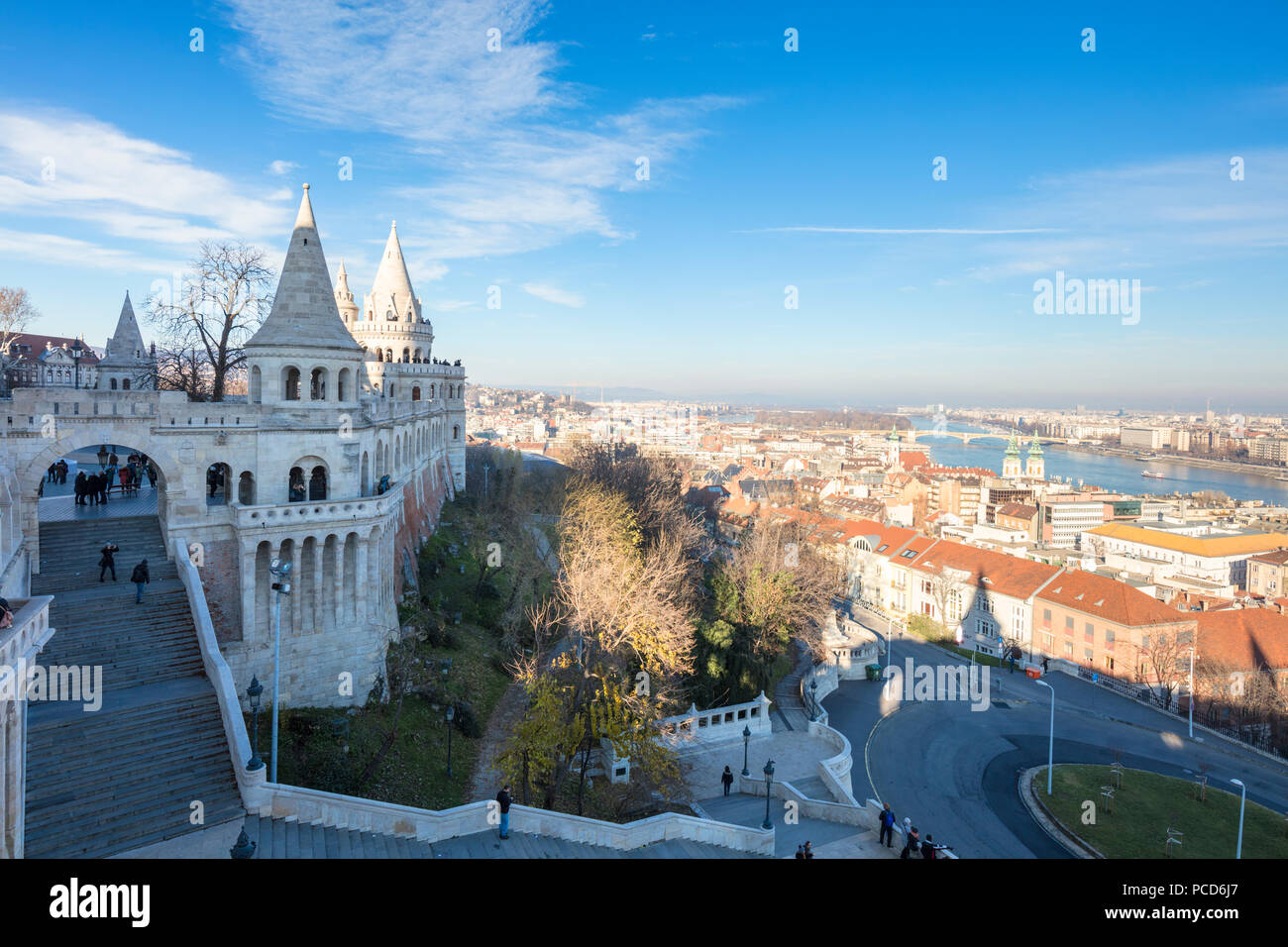 Blick auf die Stadt von Fisherman's Bastion, Budapest, Ungarn, Europa Stockfoto