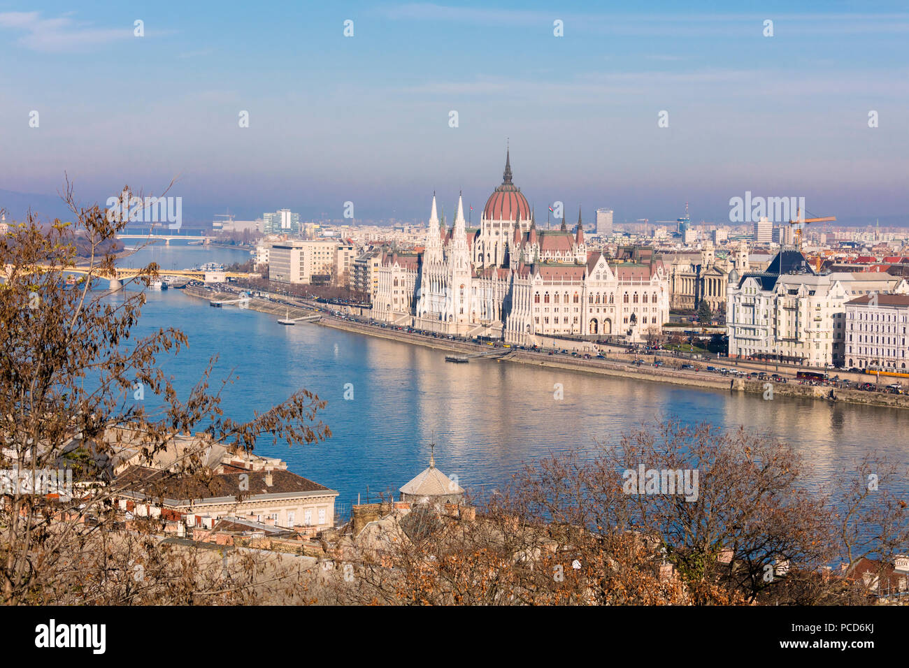 Parlamentsgebäude und Donau, Budapest, Ungarn, Europa Stockfoto