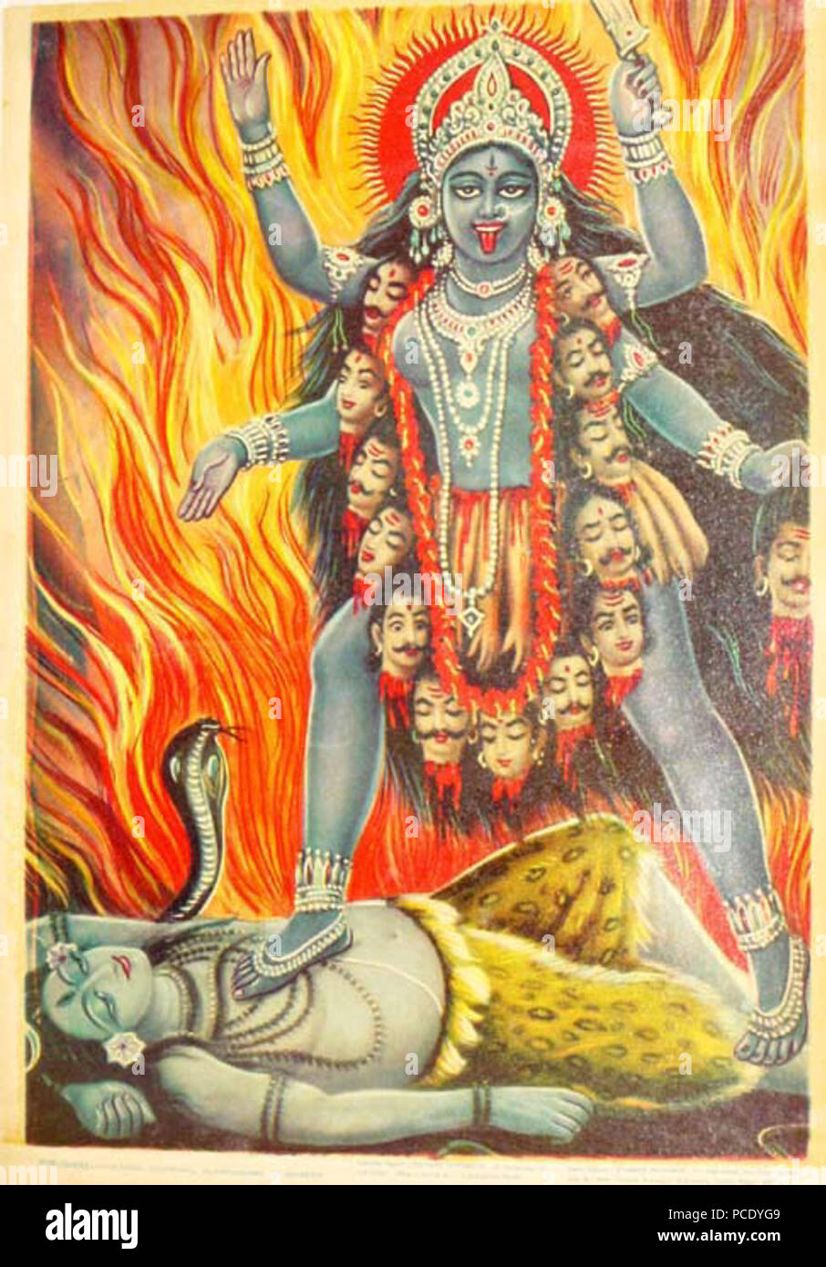 651 Mit einem flammenden Hintergrund, dass das Ende der Welt weckt Stockfoto