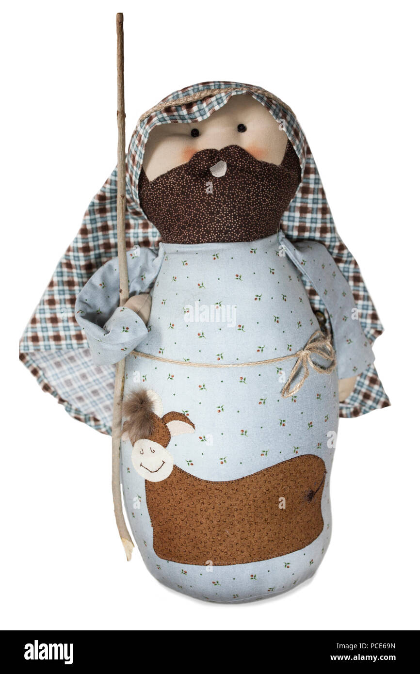 Krippe Figur. Handwerkliche Arbeit mit pachtwork Techniken gemacht Stockfoto Krippe Figur. Handwerkliche Arbeit mit pachtwork Techniken gemacht Stockfoto