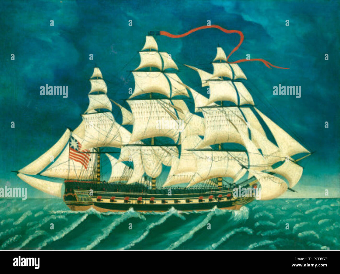 21 ein Schiff in Full Sail Stockfoto