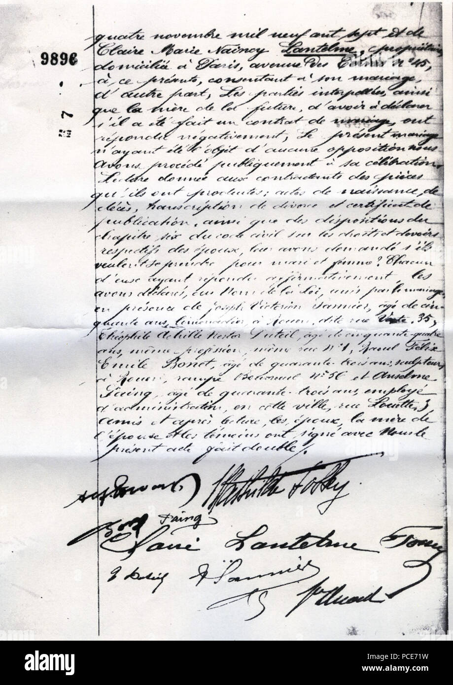 26 Acte de mariage - lantelme - Edwards - Seite 2 Stockfoto