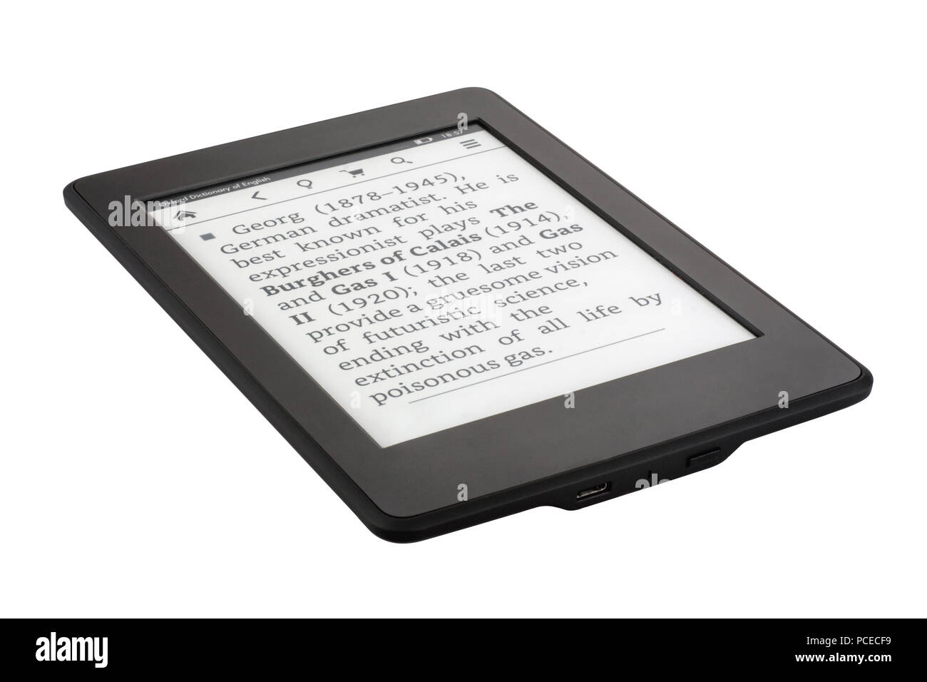 E-Book Device auf weißem Hintergrund Stockfoto