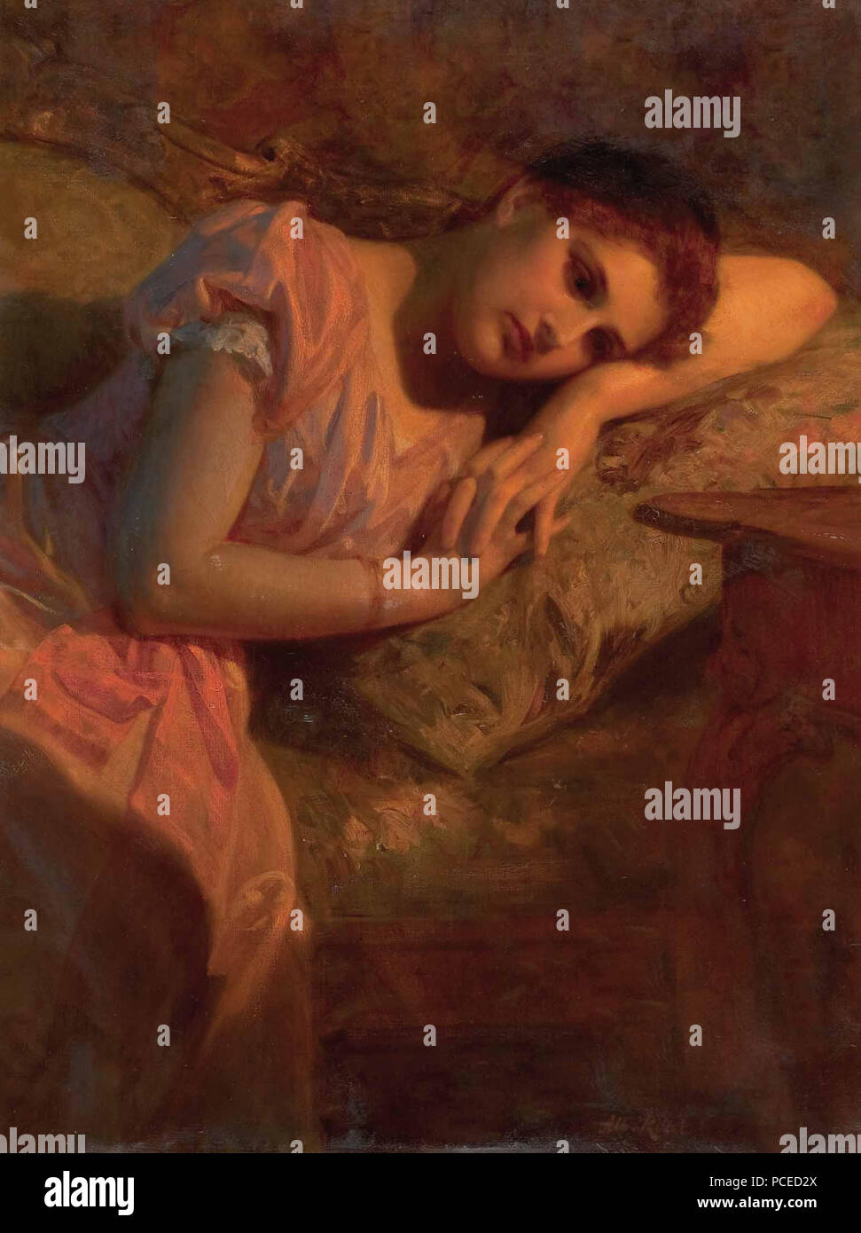 32 Albert Ritzberger junge Frau bin Sofa liegend 1898 Stockfoto