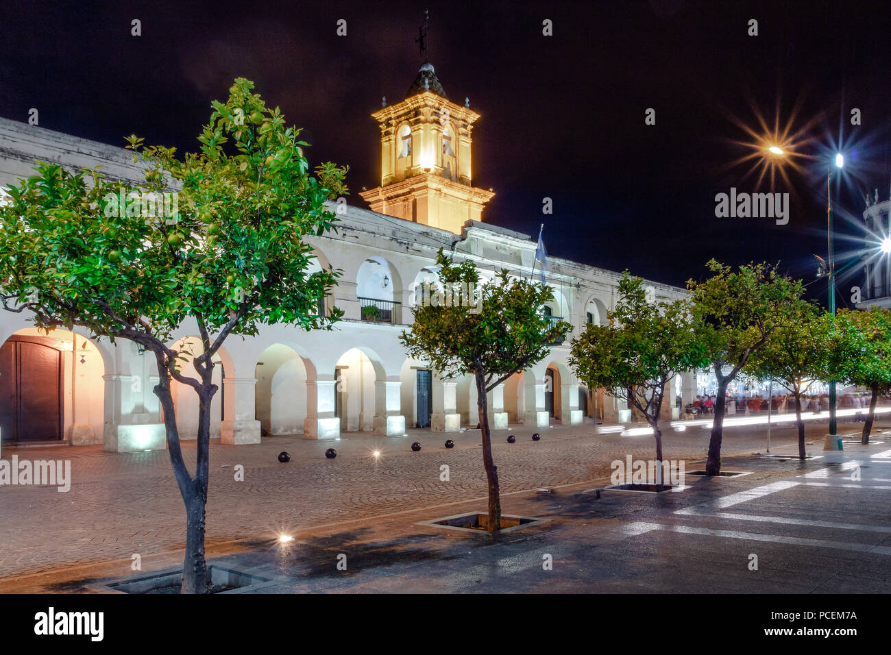 Salta Cabildo bei Nacht - Salta, Argentinien Stockfoto Salta Cabildo bei Nacht - Salta, Argentinien Stockfoto