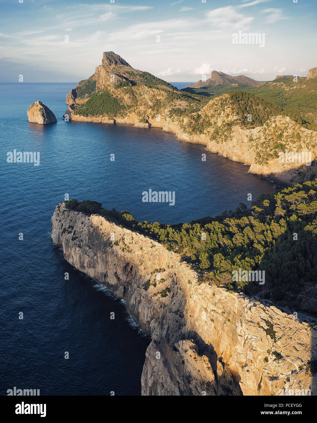 Blick vom Mirador d es Colomer, Mirador de Mal Pas, Cap de Formentor, Formentor, Mallorca, Balearen, Spanien, Europa Stockfoto