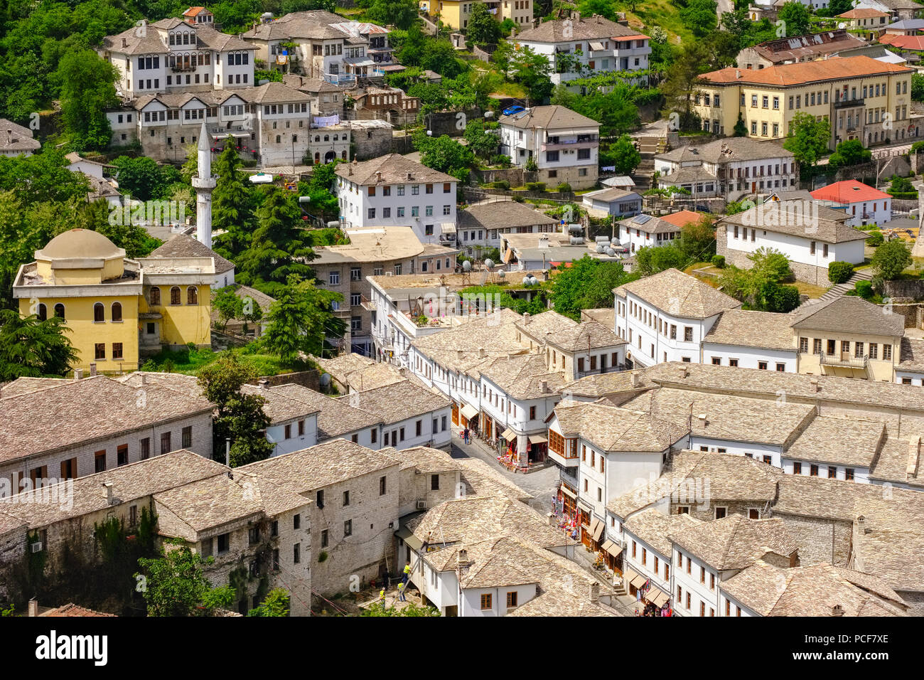 Qafa e Pazarit Basar Viertel, Altstadt, Gjirokastra, Gjirokastër, Albanien Stockfoto