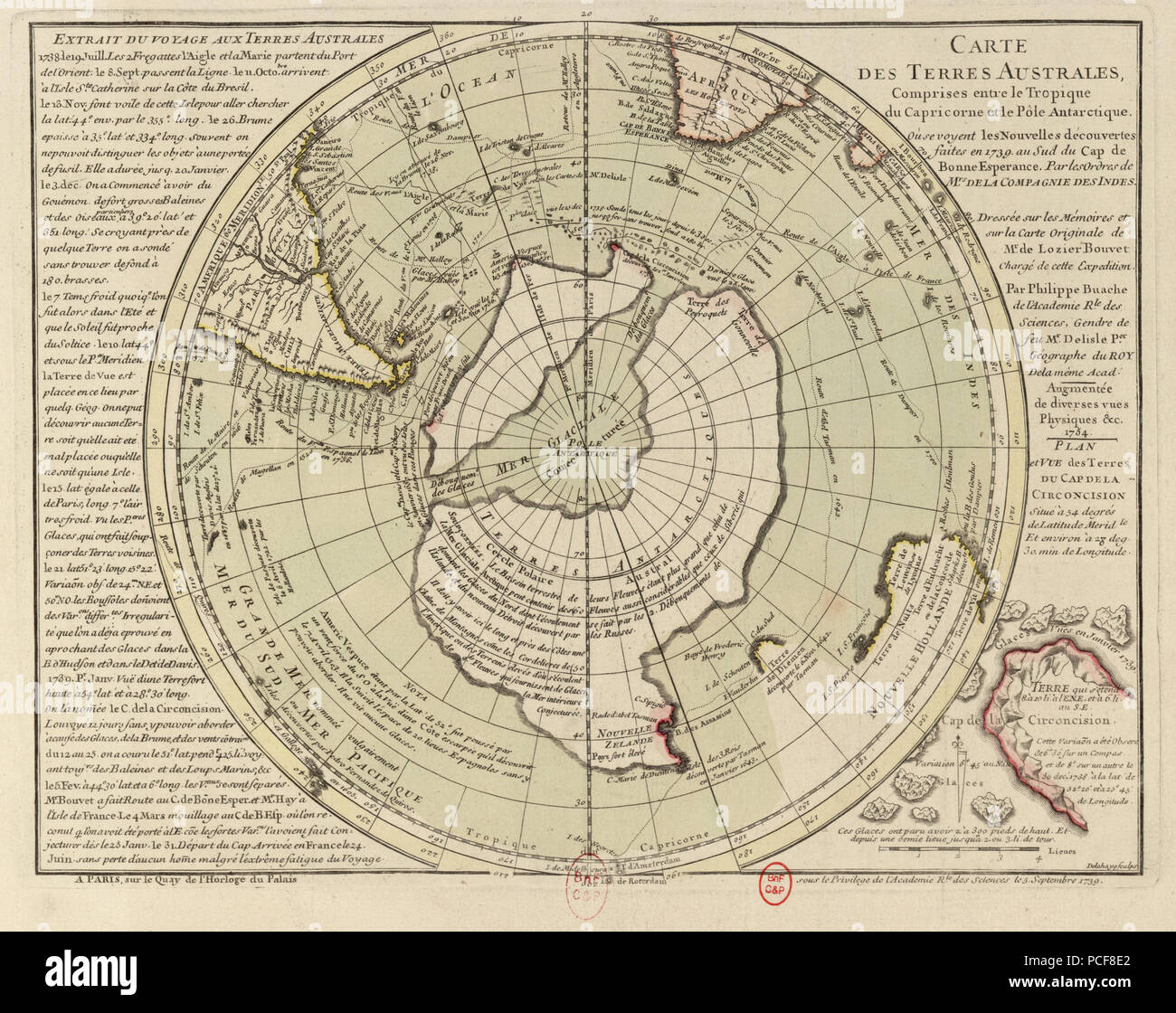 49 Antarktis Bouvetinsel, Discovery Map 1754 Stockfoto