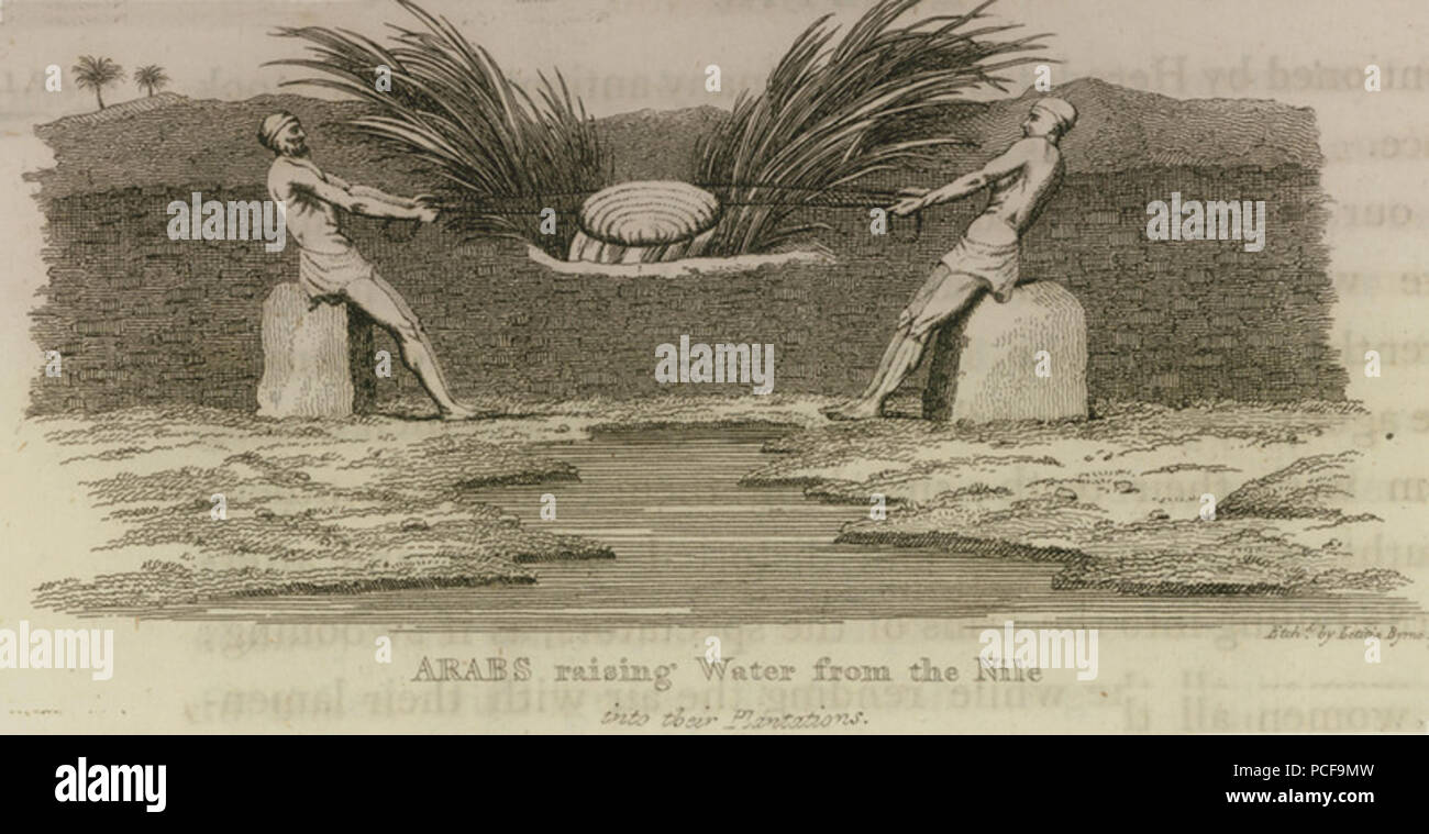 54 Araber, das Wasser aus dem Nil in ihre Plantagen - Clarke Edward Daniel - 1813 Stockfoto