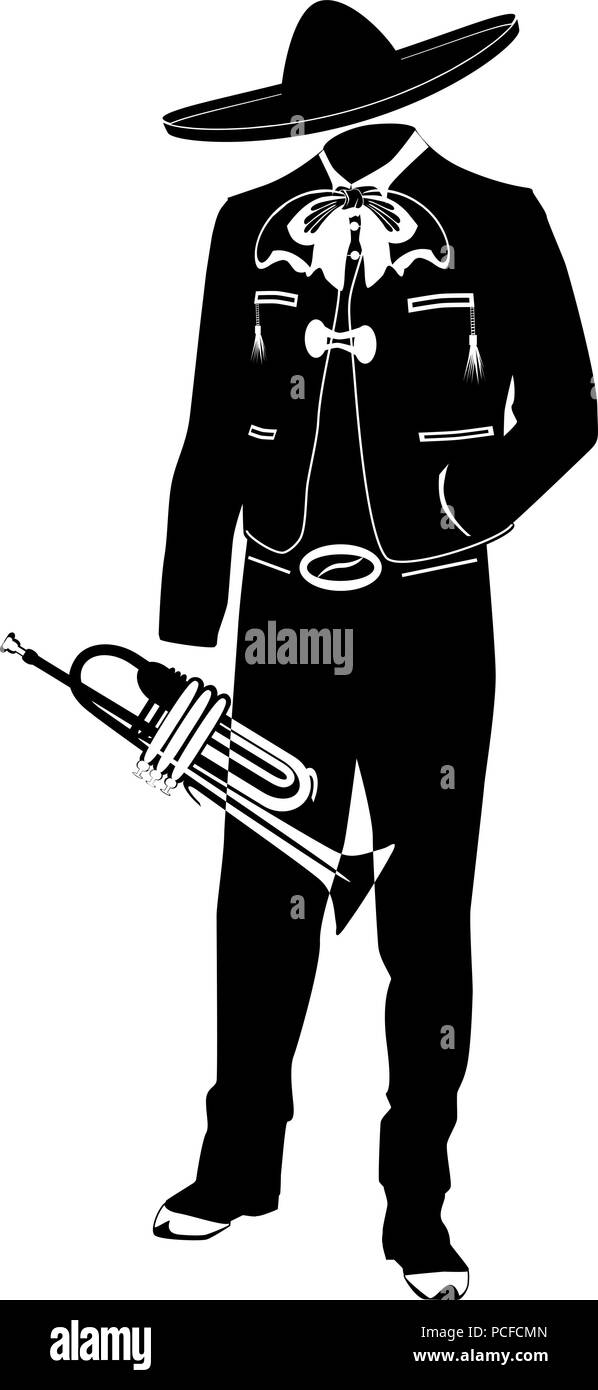 Mariachi Musiker mit Trompete Vector Illustration Stock Vektor
