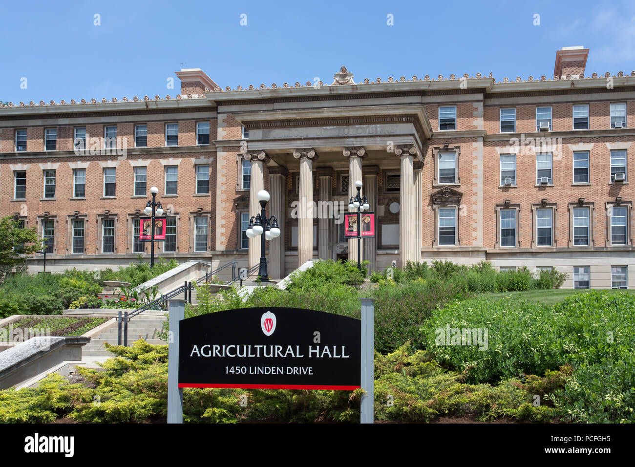 MADISON, WI/USA - 26. JUNI 2014: landwirtschaftliche Halle auf dem Campus der Universität von Wisconsin-Madison. Stockfoto