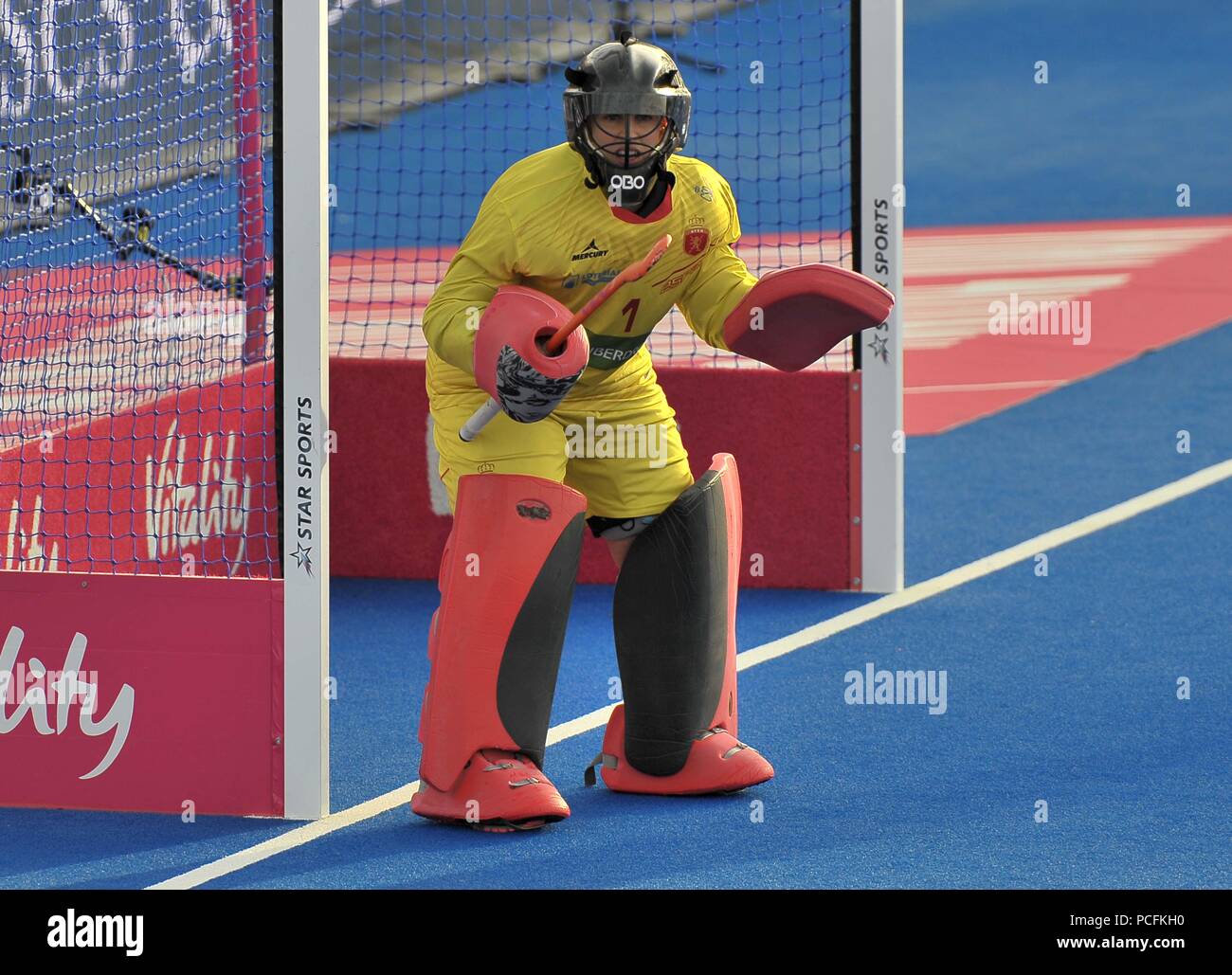 Maria Ruiz (ESP, Torhüter). Deutschland gegen Spanien. Match 29. Viertelfinale. Hockey der Frauen-WM 2018. Lee Valley Hockey Centre. Queen Elizabeth Olympic Park. Stratford. London. UK. 01.08.2018. Stockfoto