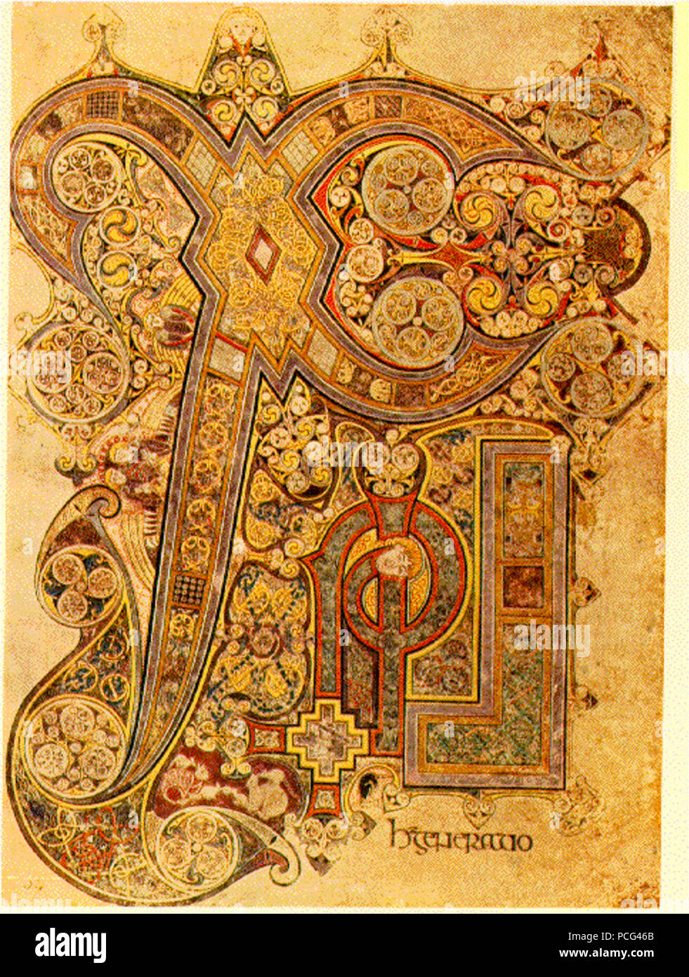 91 Buch von Kells ChiRho Folio 34R Stockfoto