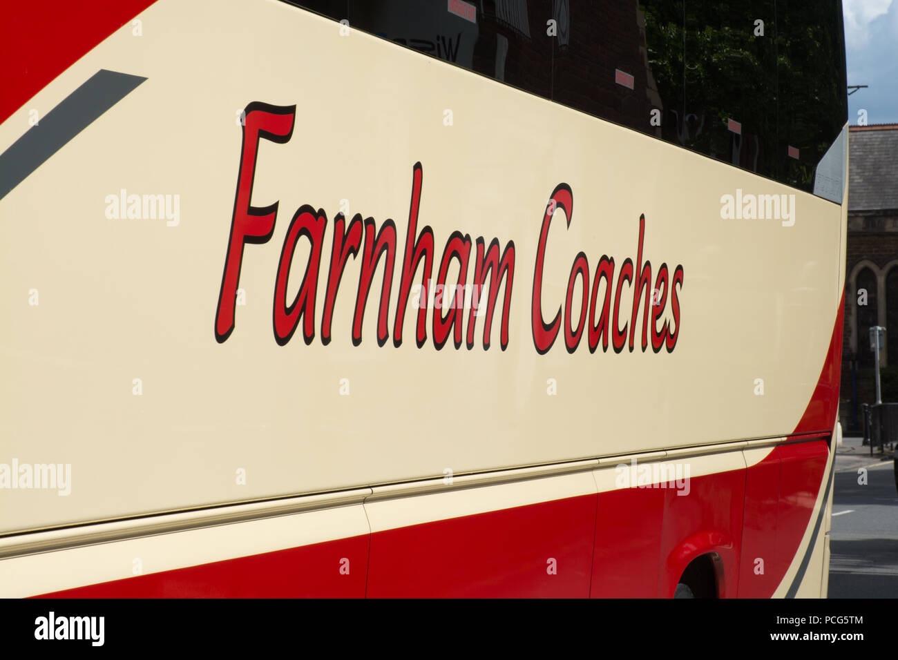 Farnham Coaches, Trainer, Transport, Fahrzeug, in Farnham, Surrey, Großbritannien Stockfoto