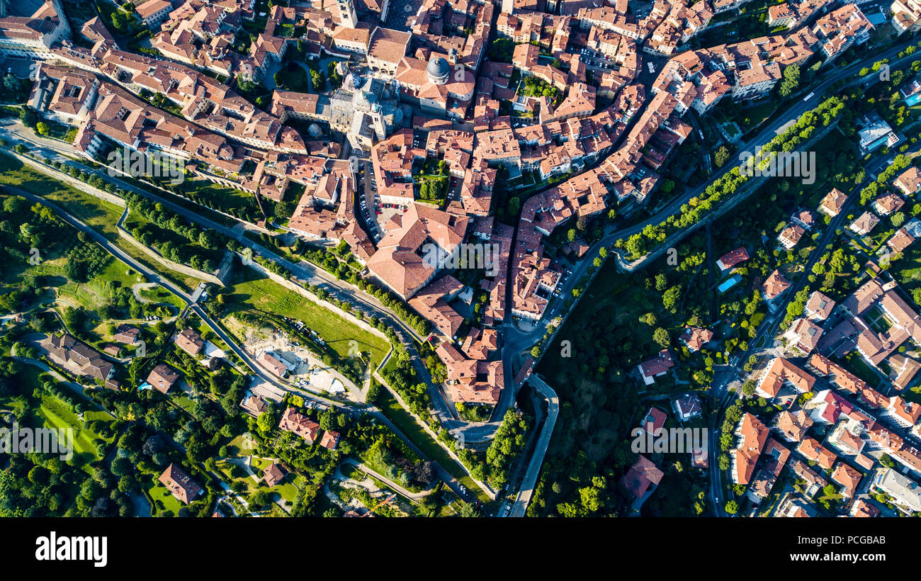 Città Alta oder Obere Stadt, alten ummauerten Stadt Bergamo, Italien Stockfoto